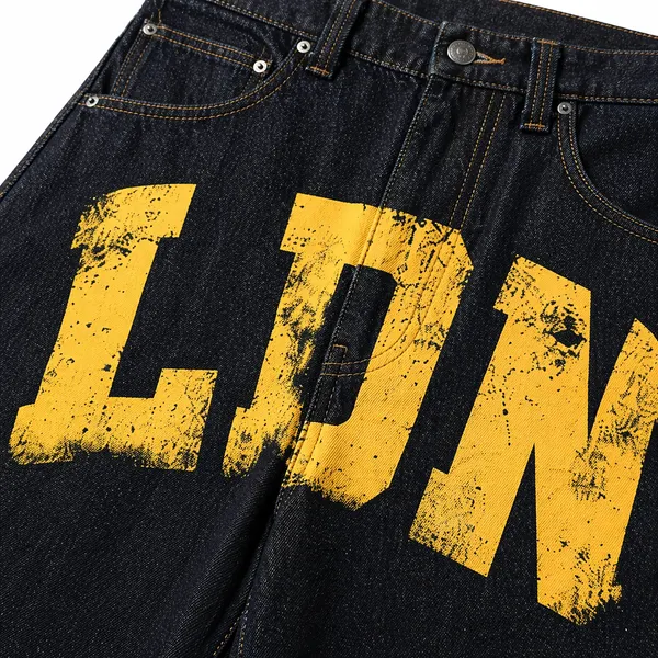 Graphic Print Denim Jorts - Custom Style