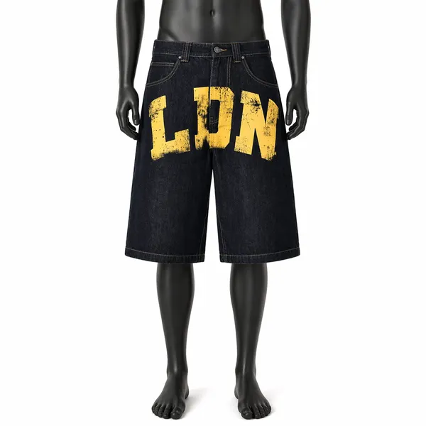 Custom Baggy Denim Jorts - Graphic Print