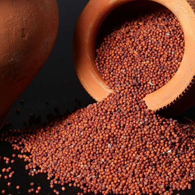 Packaged natural ragi in clean, eco-friendly containers