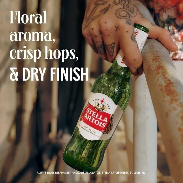 Stella Artois bottle label detail