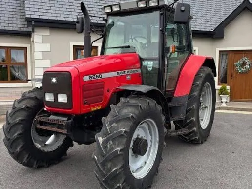 Rear View of Massey Ferguson Tractor with Implements