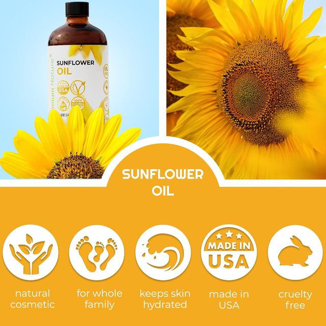 Cold-pressed organic sunflower oil, unrefined, pure sunflower seed oil