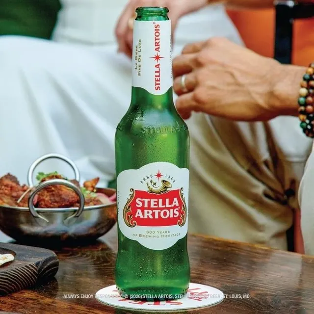 Stella Artois 12 pack close-up