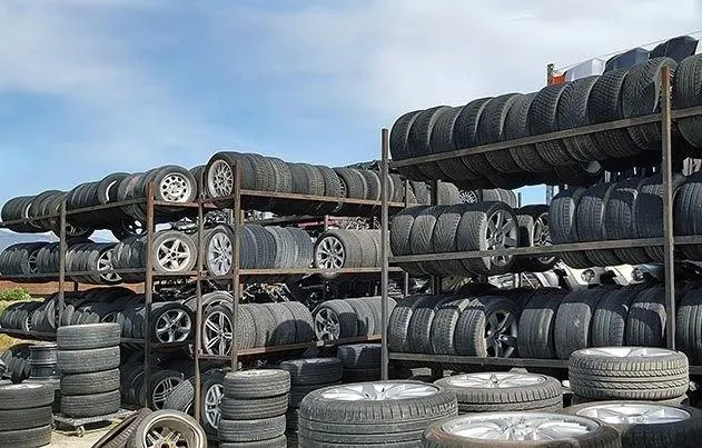 Used tires stacked ready for wholesale
