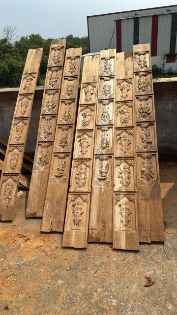 Teakwood Coffee Table with Carved Motifs