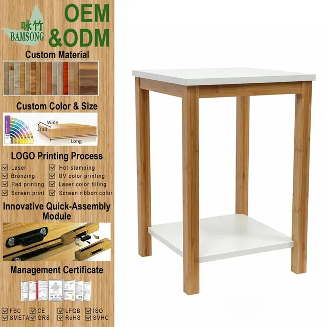 Side Table Square White with two layers fully assembled