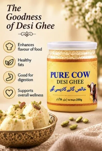 Desi Ghee poured in bowl