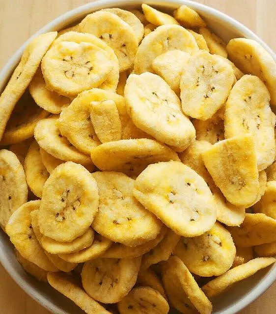 Close up of high quality dried banana slices