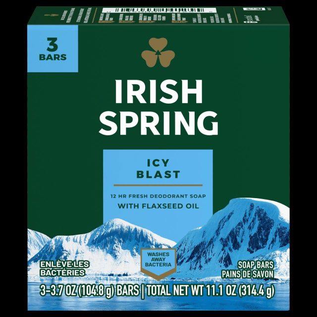 Irish Spring Icy Blast Soap Bar individual close-up