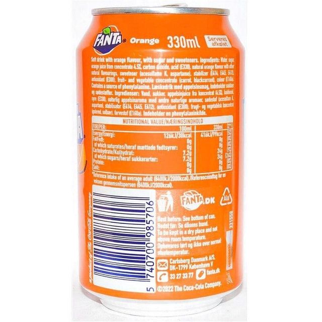 Close-up View of Fanta Orange 330 ml Bottle