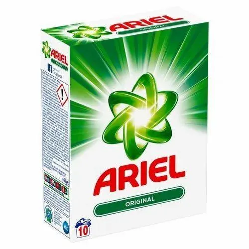 Ariel soap detergent boxes stacked