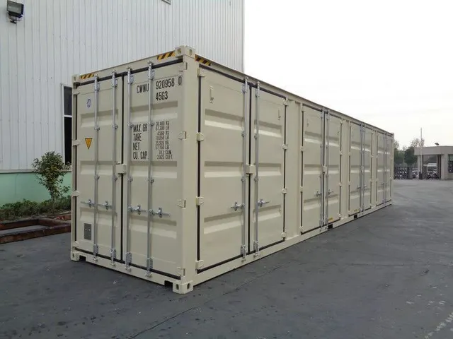 Stacked used 40ft shipping containers suitable for export