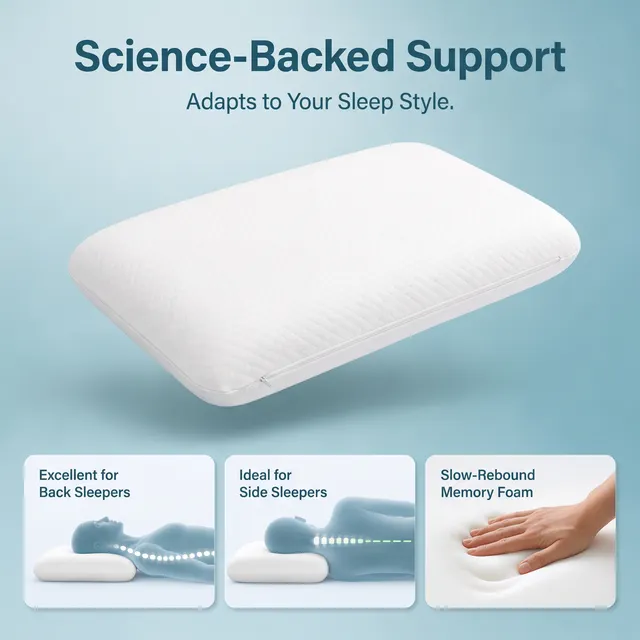 Memory foam sleeping pillow in compressed roll package
