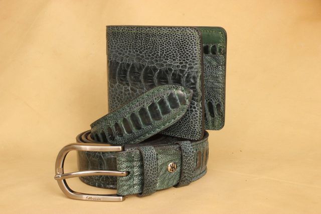 Ostrich Leg Leather Wallet
