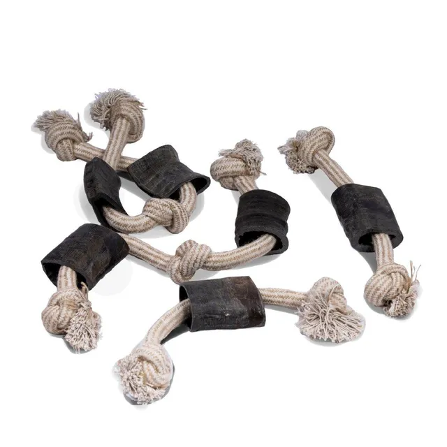 Buffalo Horn Dog Toy with Cotton Rope