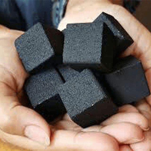 Close-up of Sawdust Briquette Charcoal texture