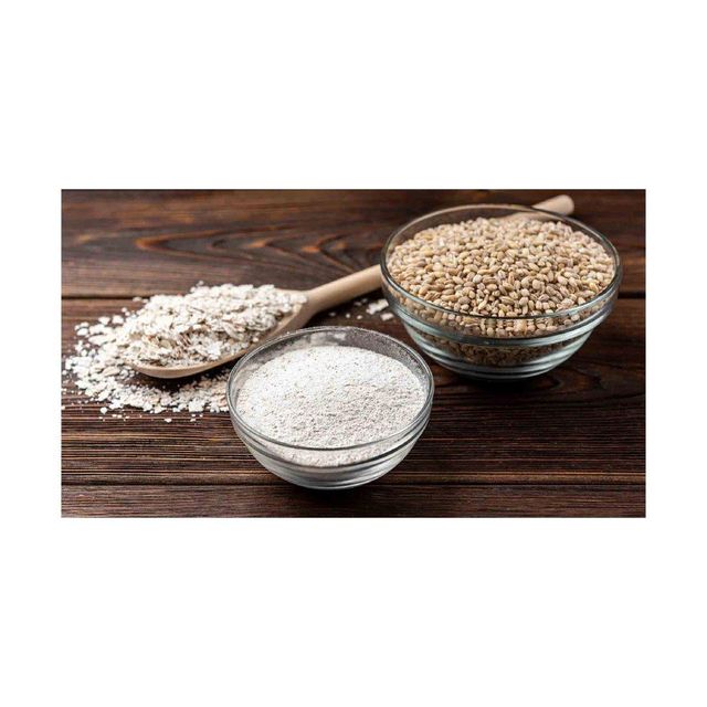 Barley flour in transparent container