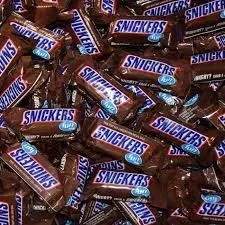 Snickers Fun Size Chocolate Candy Bars laid out