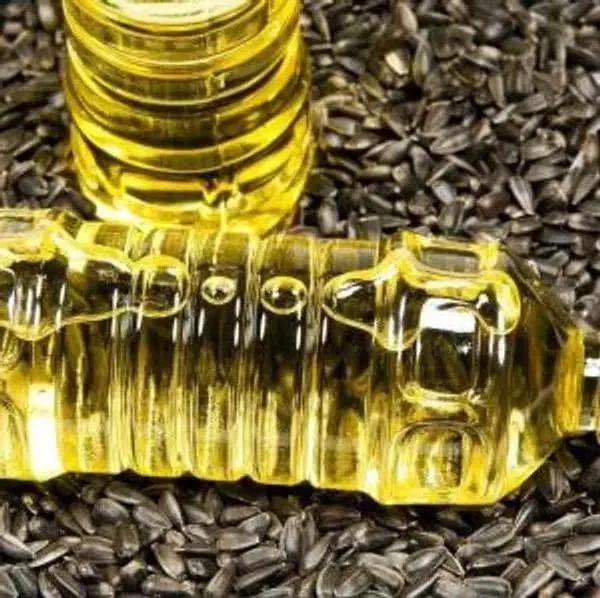 Containers of Refined Sunflower Oil in storage
