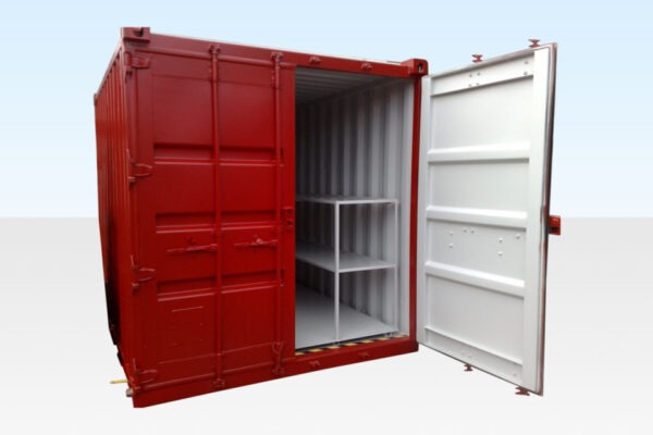 Open door view of liquid storage container interior