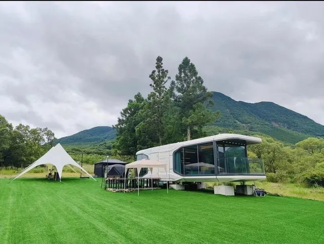 Compact Luxury Space Capsule House exterior with futuristic design