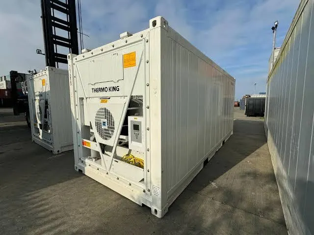 Refrigerated Container with Open Door Showing Cooling Unit