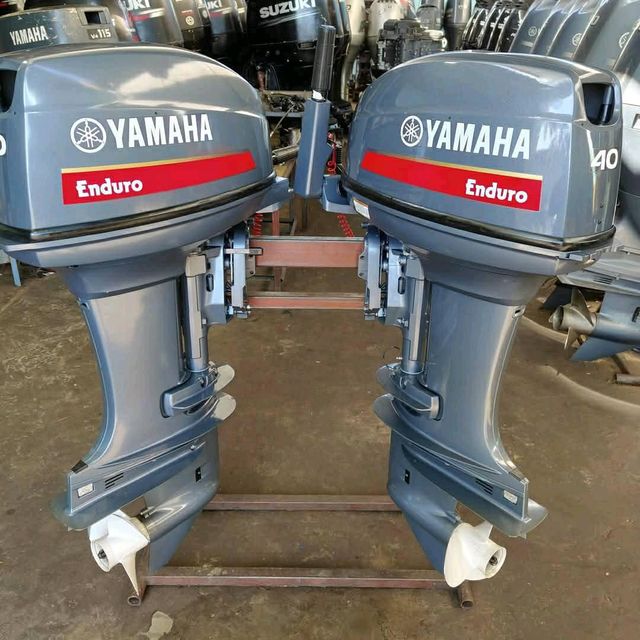 Back view of 25 HP boat motor outboard engine