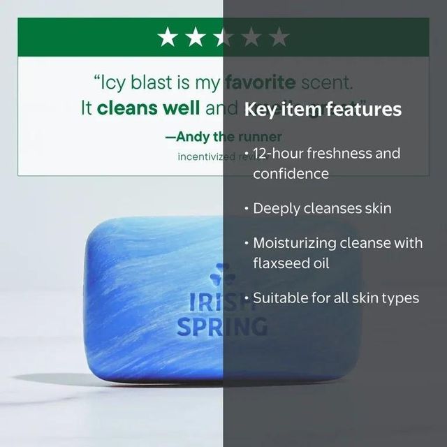 Irish Spring Icy Blast Deodorant Bar Soap Individual Bar