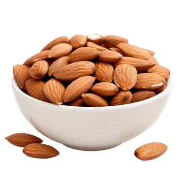 Natural raw almonds closeup
