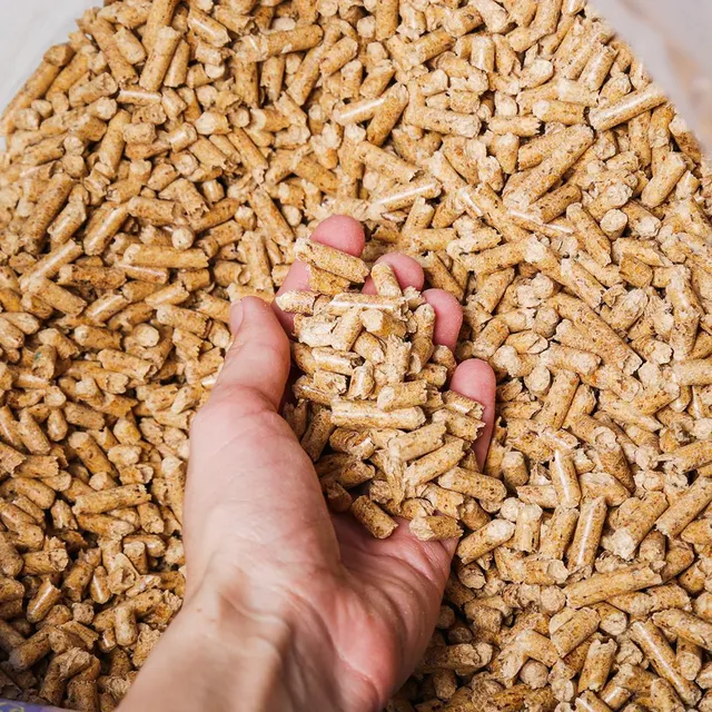 Close-up of premium poplar wood pellets