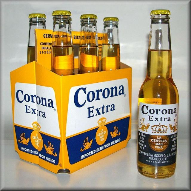 Close-up of Corona beer label