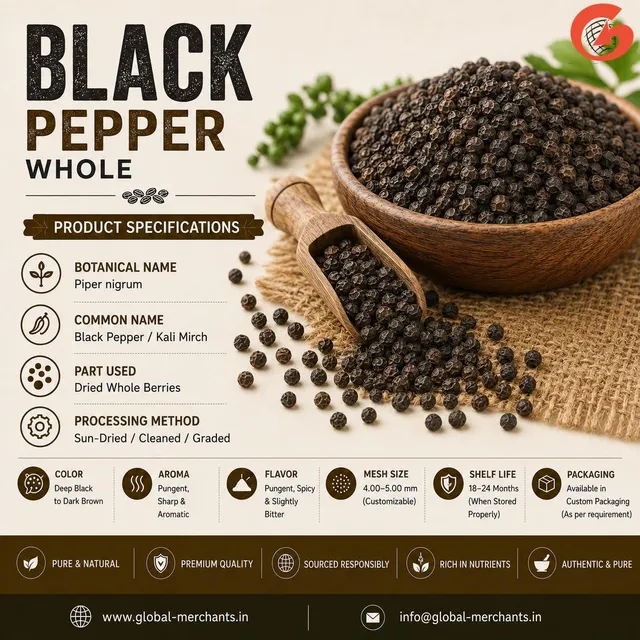 Indian Black Pepper Whole and Powdered