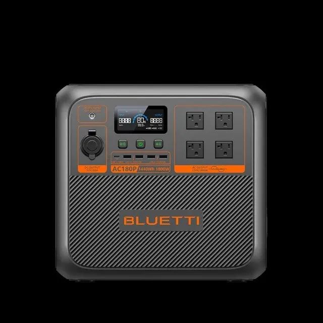 Side view showing multiple input/output ports on BLUETTI AC180P