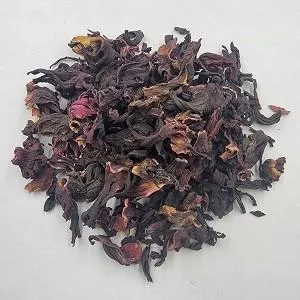 Bulk dried hibiscus calyces close up
