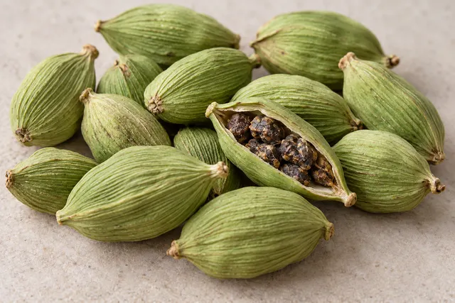 Fresh Green Cardamom harvested display