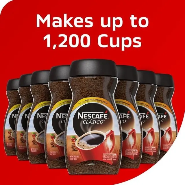 Nescafé Clasico Dark Roast Instant Coffee box packaging