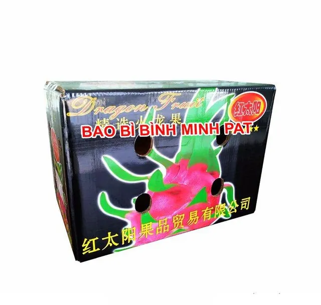 Stacked corrugated carton boxes for fresh dragon fruit transport