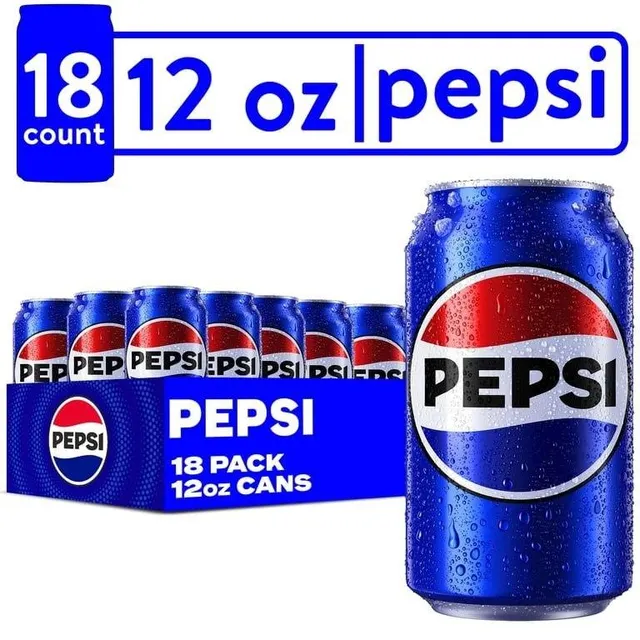 Pepsi Soda 12 oz Cans - 18 Count Case