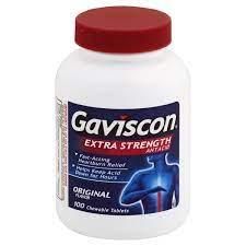 Gaviscon Extra Strength Cool Mint Antacid in clear container