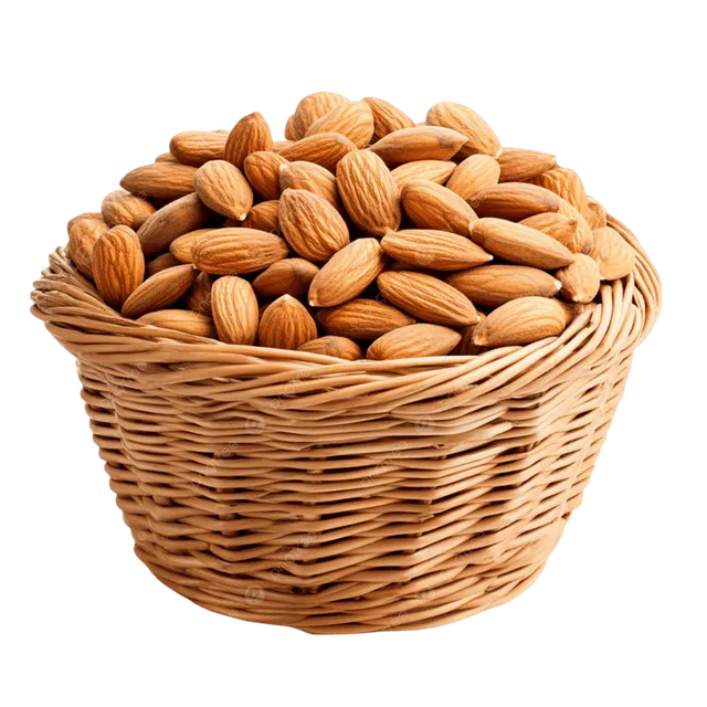 Raw almonds display in bulk packaging