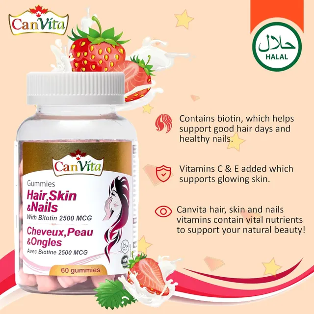 Canvita Hair, Skin and Nails Gummy close-up of gummies