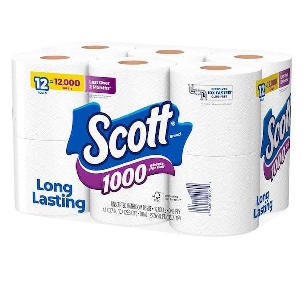 Scott White Toilet Tissue 1000-sheet roll close-up