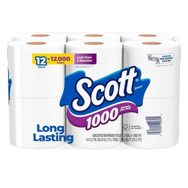 Scott White Toilet Tissue packaging front view