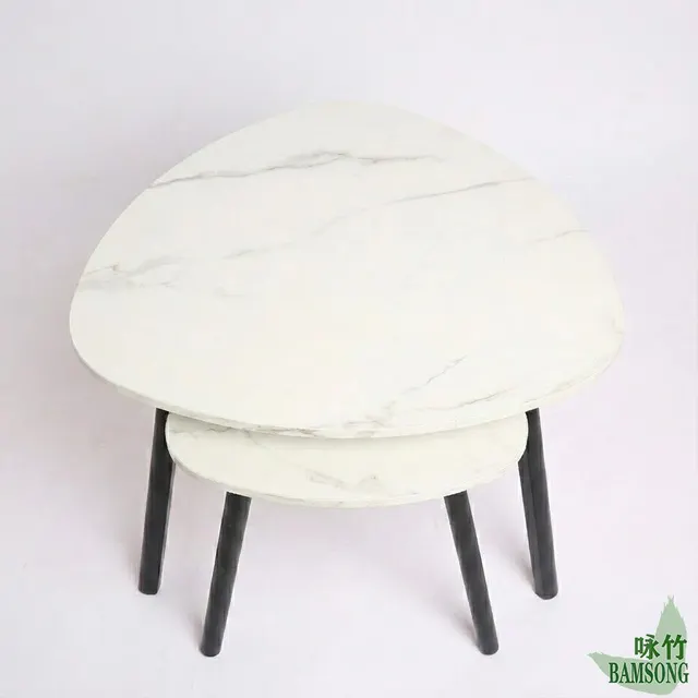 Side view showing two nesting end coffee tables
