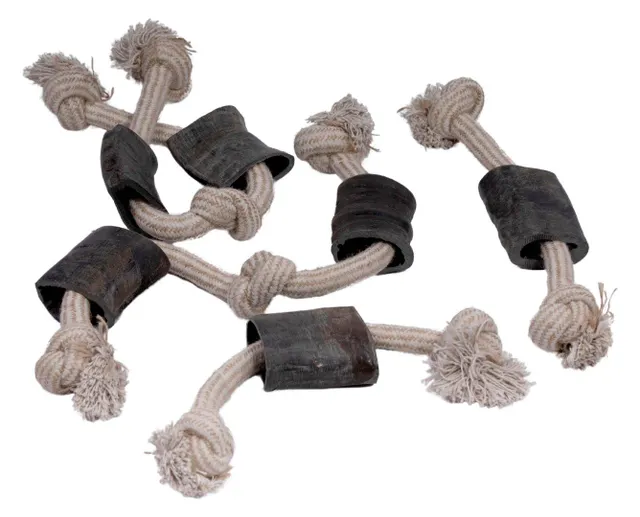 Natural and Safe Chew Toy for Dogs with Buffalo Horn and Rope