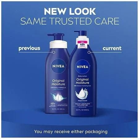 Nivea Original Moisture Body Lotion pump dispenser in use