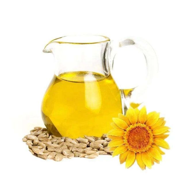 Close up of refined sunflower oil bottle