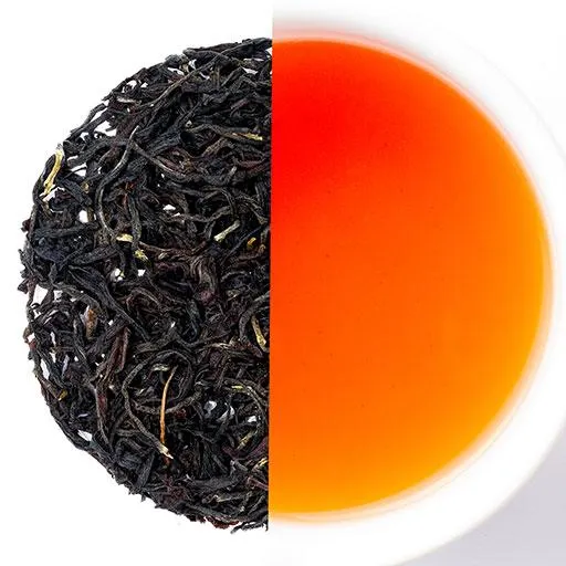 Processed Kenyan black tea leaves in a basket
