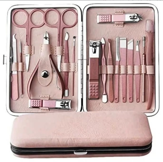Manicure and Pedicure Grooming Kit - Cuticle Pusher and Buffer