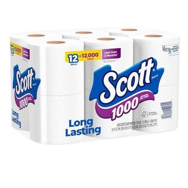 Scott White Toilet Tissue multiple rolls stacked